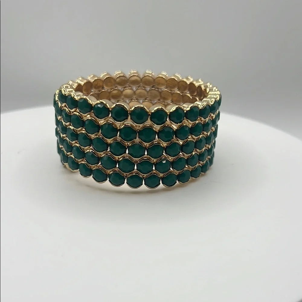 1348. Cara New York Gold and‎ Green Wraparound Bracelet